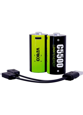 Акумулятор C/R14 USB Type-C 3700mAh 1.5V Li-ion * 2 (m495384) Verico C/R14 USB Type-C 3700mAh 1.5V Li-ion * 2 (LoopEner (367066116)