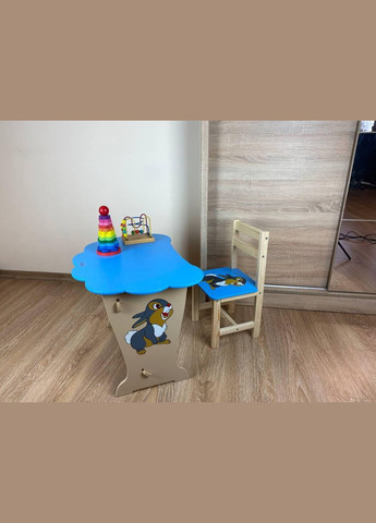 Дитячий столик та стільчик з малюнком Зайчик. Кришка хмарка No Brand (323223311)