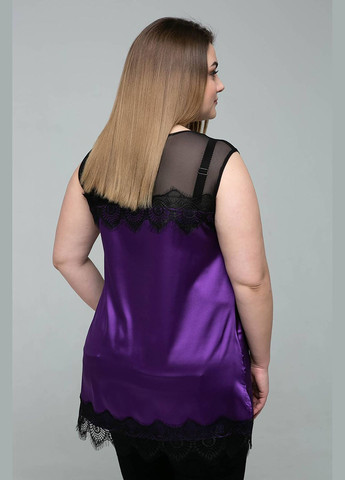 Фіолетова атласна блуза тоні фіолетова з мереживом Tatiana