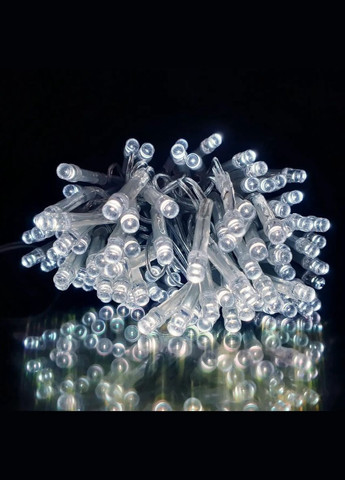 Яркая светодиодная гирлянда НА БАТАРЕЙКАХ 10м 100LED ХОЛОДНЫЙ БЕЛЫЙ прозрачный провод Po Fanu (301764996)