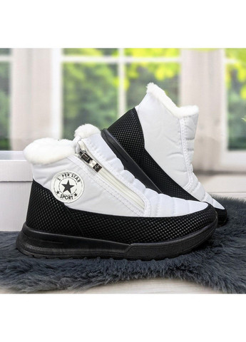 Черевики дутики жіночі зимові білі з чорним SV (301690044)