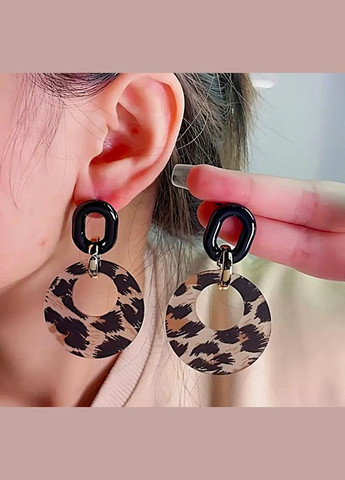 Сережки удлиненные с леопардовым принтом No Brand (325830963)