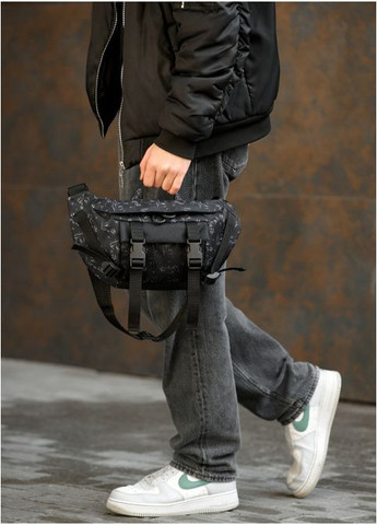 Большая мужская поясная сумка бананка DynamicDart черный принт (R-80411702m-VS) Sambag (302450375)