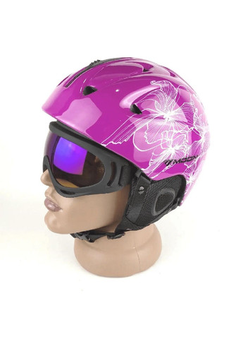 Шлем горнолыжный защитный стильный для катания на лыжах сноуборде 58-61 см (477521-Prob) Малиновый с рисунком размер L Unbranded (297829654)
