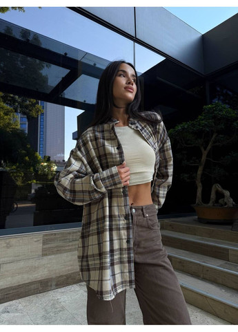 Светло-коричневая повседневный рубашка однотонная DK/DL Мода без кордонів