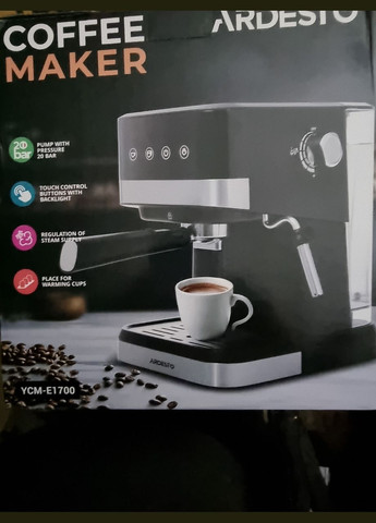 Кофеварка рожковая TSteel Collection 1.5 л, молотый, ручной капучинатор, сенсорное управление, Ardesto (346600451)