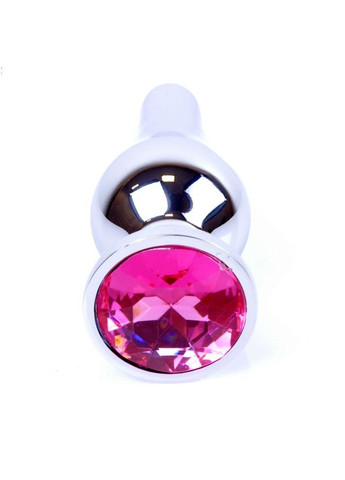 Анальная пробка с розовым кристаллом M "Jewellery silver butt plug pink" от Boss Series (363975924)