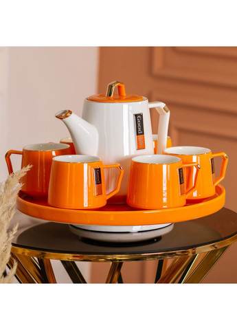 Чайный сервиз на 6 персон фарфоровой подставкой Orange HP-15-27 Yiwu (369654084)