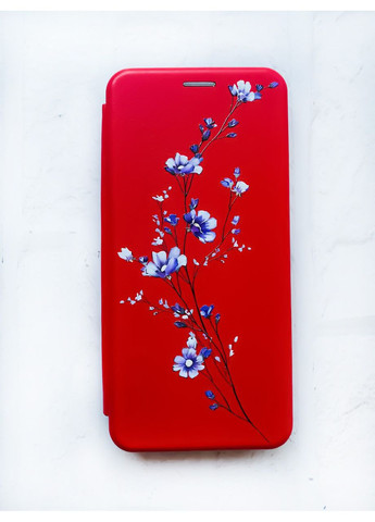 Чохол-книжка червоний з малюнком на Xiaomi Redmi Note 14 4G Гілочка квітів (принт 278) Creative (364688095)