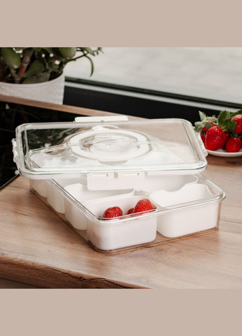 Контейнер для їжі з 8 відсіками 31х24х7 см судок для їжі пластиковий 2.5 л Білий HP-27-3 Yiwu (365256753)