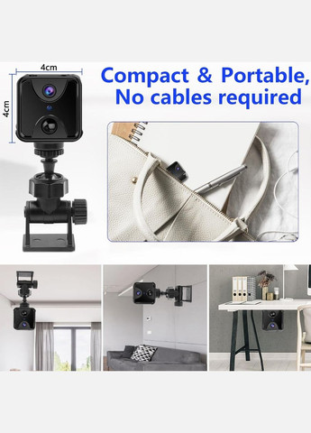 Міні-камера S6 4G відеоспостереження для дому 2.4G Wi-Fi 4K Ultra HD внутрішня чорний (2390000027) No Brand (341679341)