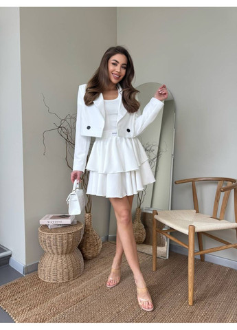 Стильний костюм зі спідницею та укороченим піджаком More_bboutique Костюм зі спідницею (359380536)