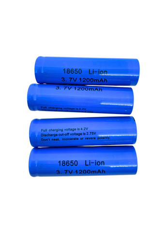 Акумулятор комплект 4 штуки 18650 3.7 V 1200 mAh реальна близько 700 mAh батарея літій-іонна Li-ion No Brand (315487716)