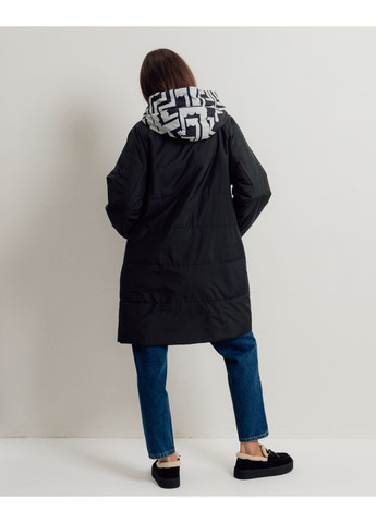 Чорна демісезонна куртка довга демісезонна Jc.Rosy Pink