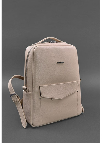 Шкіряний жіночий міський рюкзак на блискавці Cooper світло-бежевий флотар BlankNote (348359199)