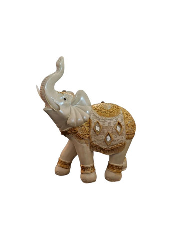 Статуетка фен шуй слон, грошовий слон білий із золотистим No Brand (337176665)