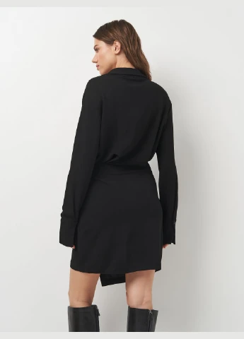 Черное кэжуал платье из вискозы Massimo Dutti однотонное