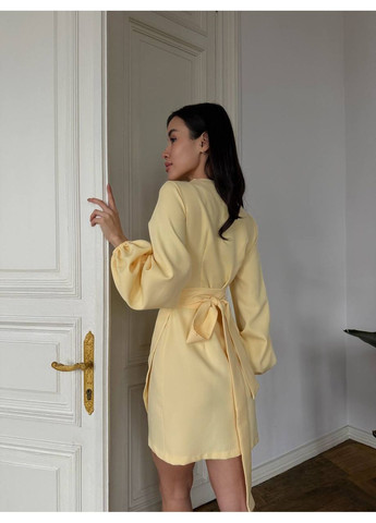 Жовтий сукня міні на запах жовтого кольору 34548 на запах Fashion однотонна