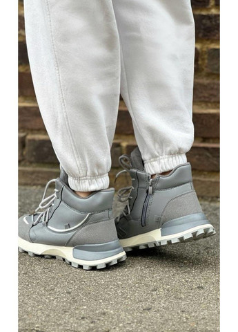 Кроссовки женские серые на шнуровке No Brand Кросівки жіночі зимові серые зима (368556855)