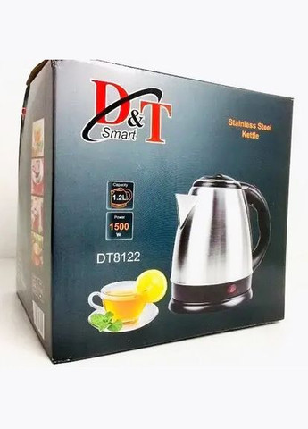 Електрочайник з нержавіючої сталі D&T Smart DT-8122 1.2 л 1500 Вт чайник нержавійка No Brand (317169986)