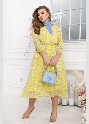 Жовтий повсякденний ніжна сукня дзвін No Brand з квітковим принтом
