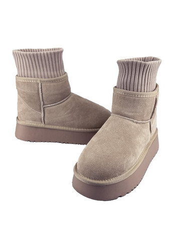 Уггі жіночі замшеві на платформі бежеві 5012-3-1 No Brand (369958095)