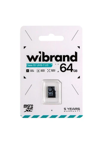 Карта Памяти MicroSDHC 64gb UHS-1 U3 10 Class Wibrand (373431294)