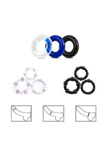 Набір рекційних кілець (3 шт.) прозорий. Ерекційні кільця перешкоджають відтоку крові з члена, заважаючи йому "зпасти". China (360604471)