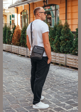 Сумка-мессенджер мужская черная из натуральной кожи через плечо Tiding Bag ТВ-14136 No Brand (335039671)