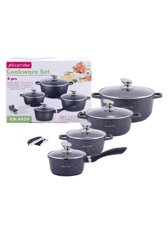 Набор посуды 9 пр. KM4429+Набор кухонных принадлежностей Tramontina Ability из нейлона 4 шт. 25199/601 Kamille (316516039)