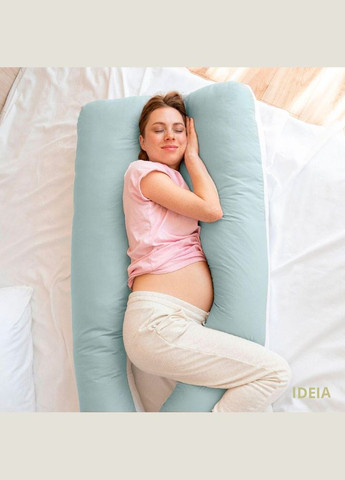 Наволочка на П-подушку для беременных и отдыха 140х75х20 см с молнией мята/белый IDEIA (277758582)