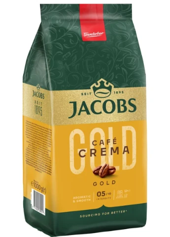 Кофе Jacobs в зернах, 1000 г, Crema Gold, смесь арабики и робусты No Brand (396854925)
