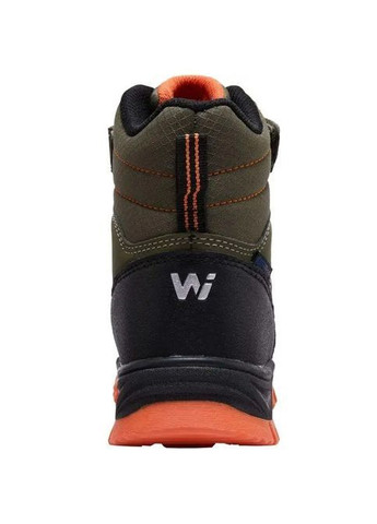 Хаки повседневные, спортивные зимние теплые зимние ботинки для мальчика - кахи с оранжевыми вставками, водоотталкивающие, утепленные No Brand