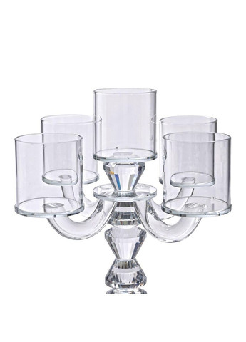 Канделябр на 5 свічок 19×19×24 см підсвічник декоративний скляний на ніжці прозорий HP-4-31 Yiwu (370974174)