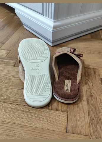 Тапочки жіночі кімнатні із закритим носком кавові зі стрічкою Белста (345647069)