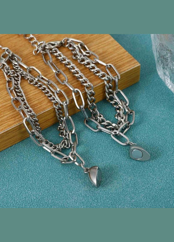 Парні подвійні браслети для закоханих на магніті дві половинки серця нерозлучники No Brand (340275758)