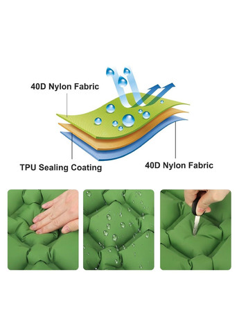 Надувной коврик каремат с подушкой встроенным насосом для туризма походов кемпинга 225х70 см (477779-Prob) Зеленый Unbranded (299869874)