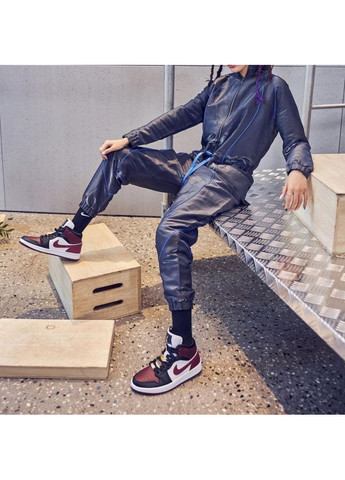 КРОСІВКИ ЖІНОЧІ NIKE AIR JORDAN 1 MID MAROON BLACK НАЙК АІР ДЖОРДАН No Brand чорні демісезони (367170745)