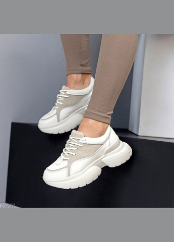 Бежевые кожаные кроссовки полностью натуральные код 20797 Jessica Indira бежевые демисезоны (299843804)