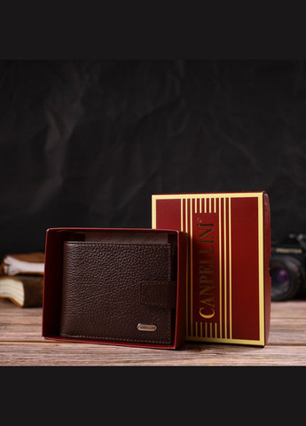 Ідеальне портмоне для чоловіків із натуральної зернистої шкіри 21881 Коричневе Canpellini (331906950)