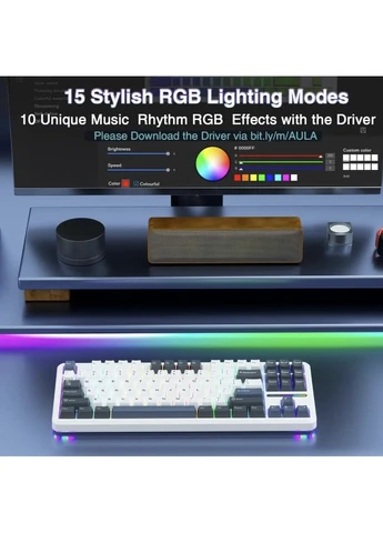 Бездротова ігрова механічна клавіатура F87 Star Trek RGB, Bluetooth / 2.4G / USB Aula (383373444)