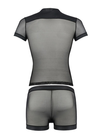 Комплект сітчастої чоловічої білизни Set Michael, чорний, сорочка, боксери, заклепки Passion (297394237)