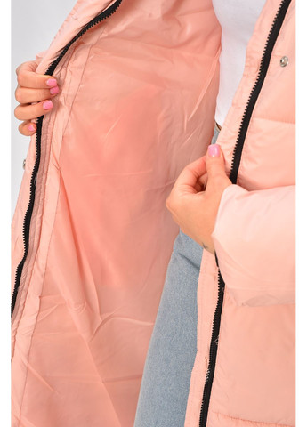 Розовая зимняя куртка женская удлиненная зима светло-розового цвета Let's Shop