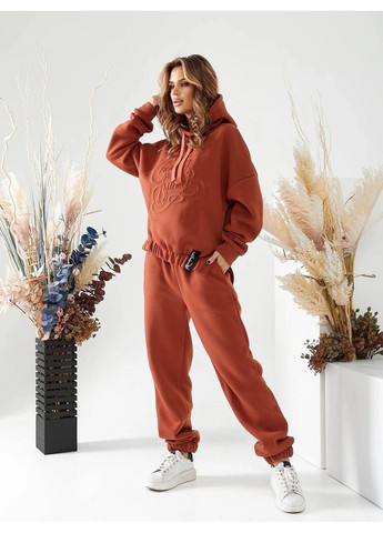 Жіночий теплий спортивний костюм із тисненням та капюшоном | Заміри в описі GD/GL Модний простір (364967281)