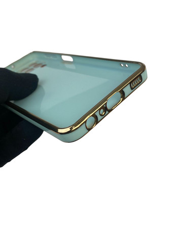 Чохол для Galaxy M32 4G (SM-M325F) глянцевий з кільцем MagSafe із золотою окантовкою на самсунг м32 4г бірюзовий gs1 Samsung (366227879)