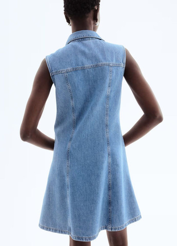 Синее джинсовое платье H&M однотонное