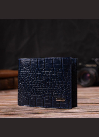 Гарний гаманець для чоловіків з натуральної шкіри з тисненням під крокодила 21924 Синій Canpellini (329150219)