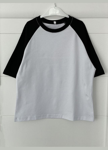 Белая летняя базовая черная футболка оверсайз колорблок No Brand