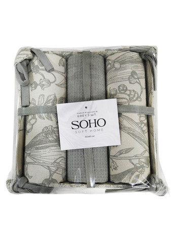 Кухонний текстиль Наб. руш. 40*60см бавовна 100% Grey хліб. 3 шт. Soho (365278107)