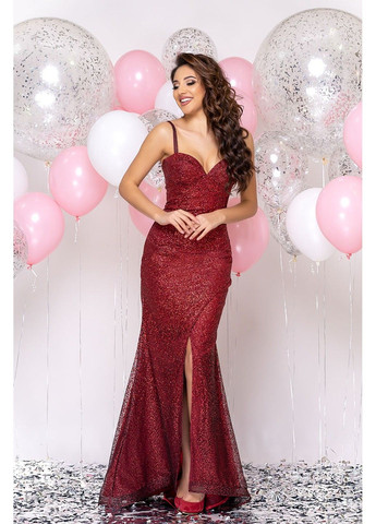 Бордовое вечернее платье золотая рыбка 20031 бордо Tanita-Romario